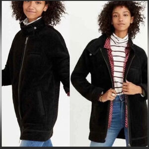 Madewell Italian Sherpa City Grid Coat XXS (Oversized Fit)